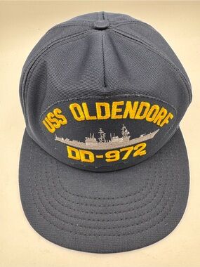 Vintage USS Oldendorf DD-972 Navy Destroyer Ship Hat CAP-10 Made in USA Snapback